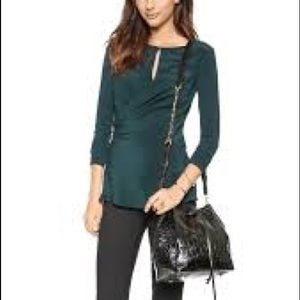 NWT, XS dark green Bailey 44 chute top, wrap front